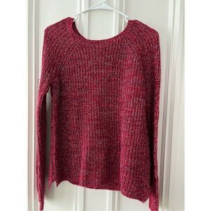 Faded glory red and white specked chunky loose knit sweater M